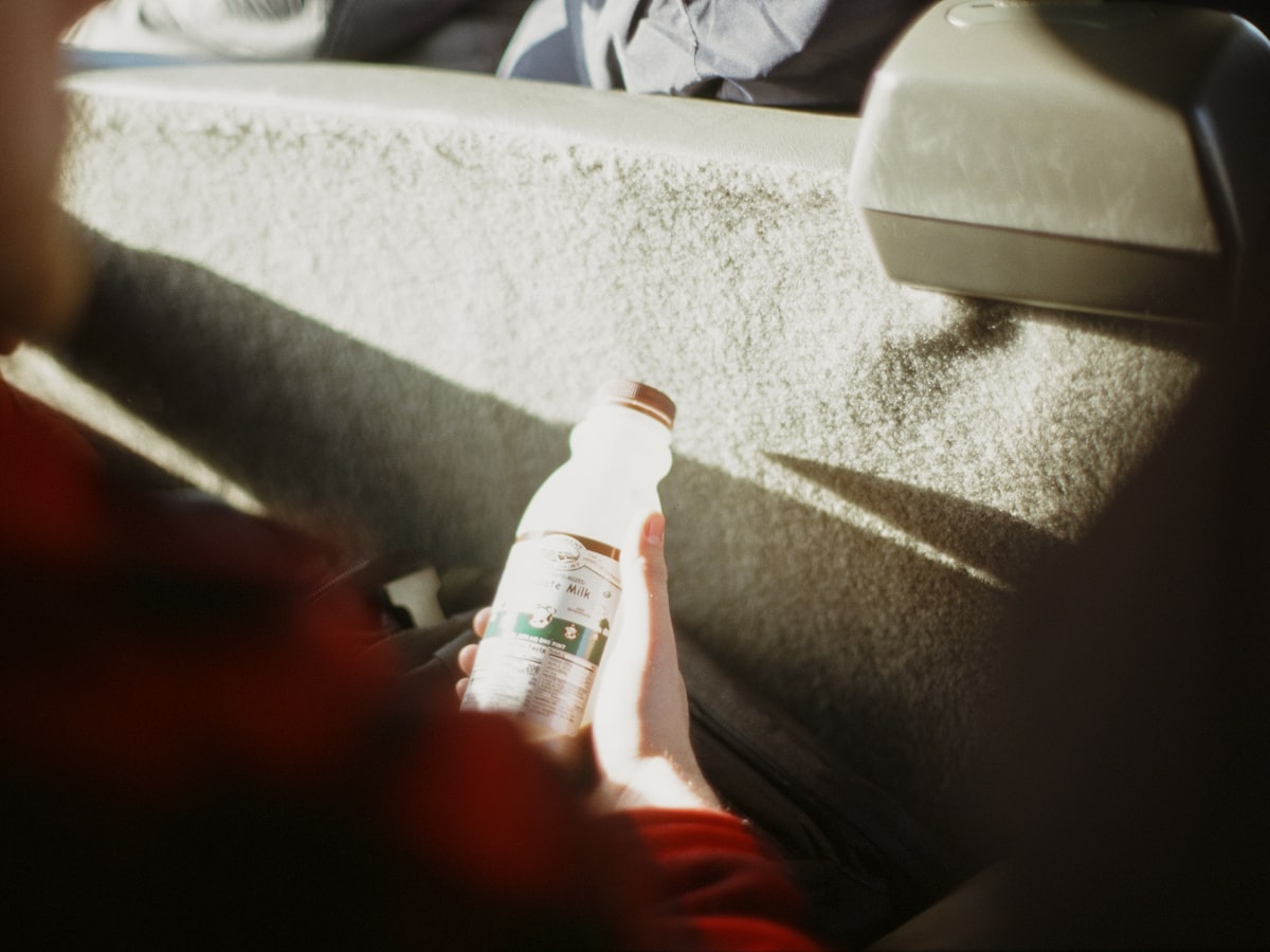 Upholstery being cleaned inside a car